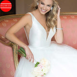 Simple Wedding Dresses For Women 2025 Bride Gown White Tulle  A Line Vestidos De Novia Sexy V Neck Suknia Ślubna Robe Mariage
