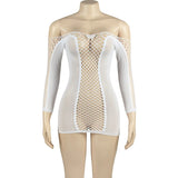 Women Sexy Dress Fishnet Cover Up Without Bikini Hollow Out See Through Bodycon Dress Beachwear Summer Nightwear Club Dress