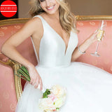Simple Wedding Dresses For Women 2025 Bride Gown White Tulle  A Line Vestidos De Novia Sexy V Neck Suknia Ślubna Robe Mariage
