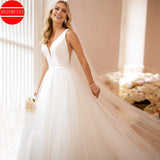 Simple Wedding Dresses For Women 2025 Bride Gown White Tulle  A Line Vestidos De Novia Sexy V Neck Suknia Ślubna Robe Mariage