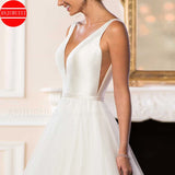 Simple Wedding Dresses For Women 2025 Bride Gown White Tulle  A Line Vestidos De Novia Sexy V Neck Suknia Ślubna Robe Mariage