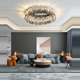 Led Round Ceiling Lamp For Home Living Room Crystal Lamp For Bedroom And Dining Room Smoke Grey Crystal Ceiling Lamp