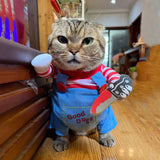 Pet Cat Funny Festival Cosplay Clothes Cute Striped Jumpsuit Outfit Halloween Party Dress-Up Costume for Kitten Small Large Dogs