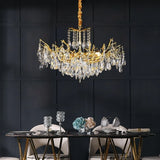 Modern Luxury Crystal Chandelier For Living Dining Room Kitchen Table Gold Round Double Layer LED Ceiling Pendant Lamp Lustre