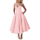 Women's elegant dresses Fashionable Solid Color Princess Dress With Mesh And Adjustable shoulder strap Dress Beach holiday dress