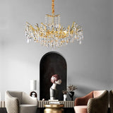 Modern Luxury Crystal Chandelier For Living Dining Room Kitchen Table Gold Round Double Layer LED Ceiling Pendant Lamp Lustre