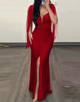 Elegant Dresses for Women Sexy Party Glamorous Contrast Sequin Ruched Slit Elegant Evening Bodycon Dress Streetwear Fashion 2024
