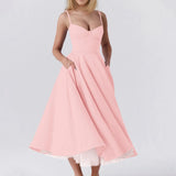Women's elegant dresses Fashionable Solid Color Princess Dress With Mesh And Adjustable shoulder strap Dress Beach holiday dress