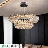 Luxury Crystal LED Chandelier Living Dining Room Bedroom Round Dining Table Minimalist Hanging Lamp Lighting Lustre