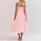 Women's elegant dresses Fashionable Solid Color Princess Dress With Mesh And Adjustable shoulder strap Dress Beach holiday dress