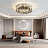 Led Round Ceiling Lamp For Home Living Room Crystal Lamp For Bedroom And Dining Room Smoke Grey Crystal Ceiling Lamp