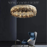 Led Round Ceiling Lamp For Home Living Room Crystal Lamp For Bedroom And Dining Room Smoke Grey Crystal Ceiling Lamp