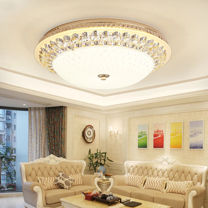 Modern LED Crystal  Ceiling Light Circular Golden  Lamp Luminarias Rotunda  For Living Room Aisle Corridor Kitchen