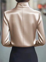 Women's Dressy Blouse Plain Elegant Daily Stylish High Neck Regular Tops