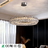 Luxury Crystal LED Chandelier Living Dining Room Bedroom Round Dining Table Minimalist Hanging Lamp Lighting Lustre