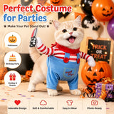 Pet Cat Funny Festival Cosplay Clothes Cute Striped Jumpsuit Outfit Halloween Party Dress-Up Costume for Kitten Small Large Dogs