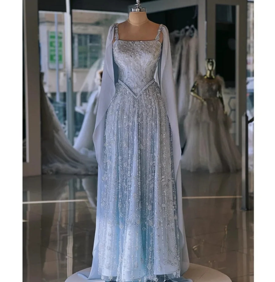 Elegant Beaded Lace Evening Dress for Women Luxury Custom Made Shawl Included Bespoke Occasion Wear